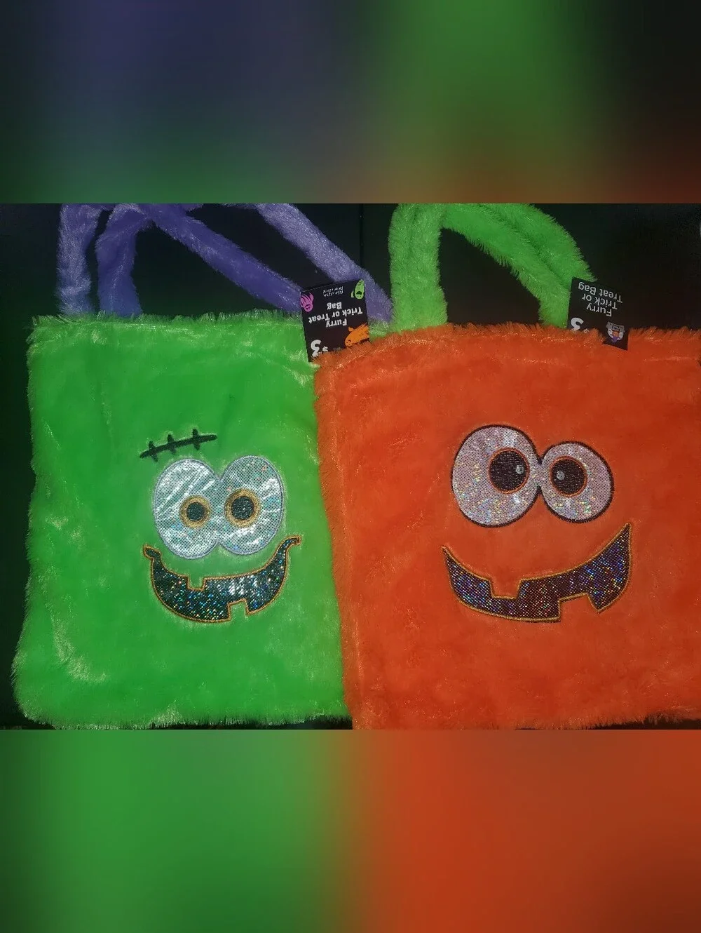 2 Pc Furry Halloween Trick Or Treat Bags